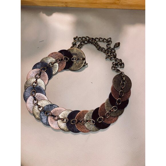 Chico Belt Mixed Metal Heavy Adjustable Discs Cooper Brass Silver Chain - Picture 7 of 8